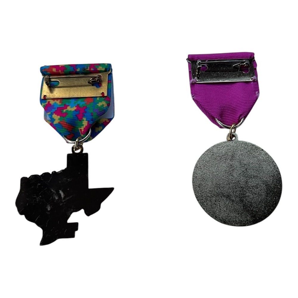 Two (2) Colorful San Antonio, Texas Fiesta Medal Pins